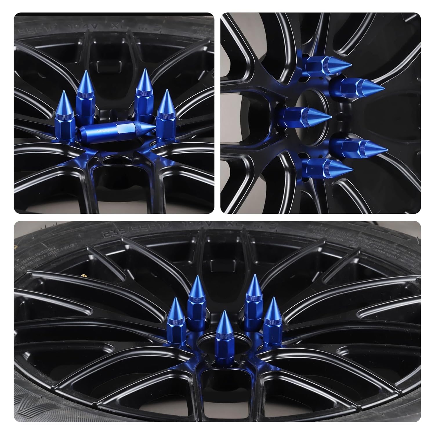 20PCS M14X1.5 Wheel Lug Nuts, Cap Spiked Extended Tuner 60mm Aluminum Wheels Rims Nuts (Blue) blue M14x1.5 — image 6