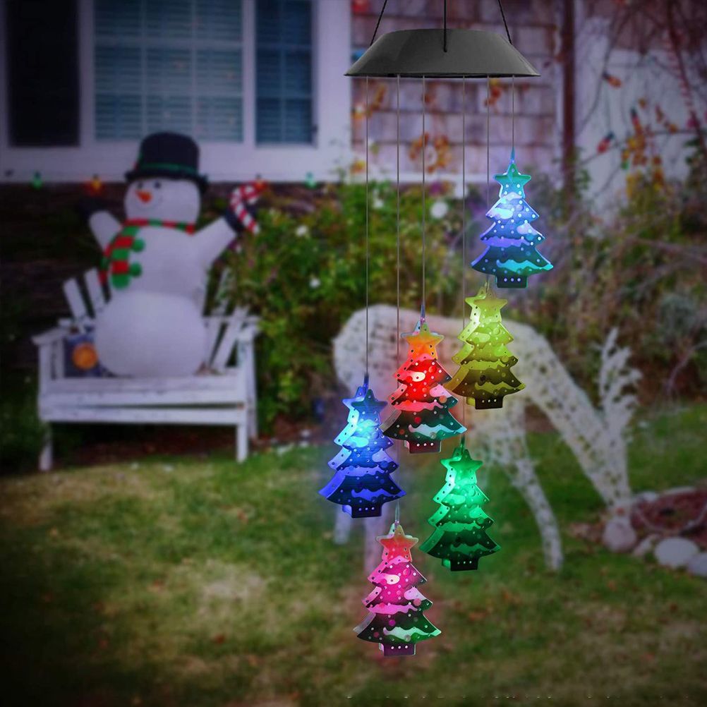 Christmas Solar Wind Chime Light Outdoor Solar Powered Waterproof LED Wind Chime Color Changing Light for Patio Garden Home — image 6