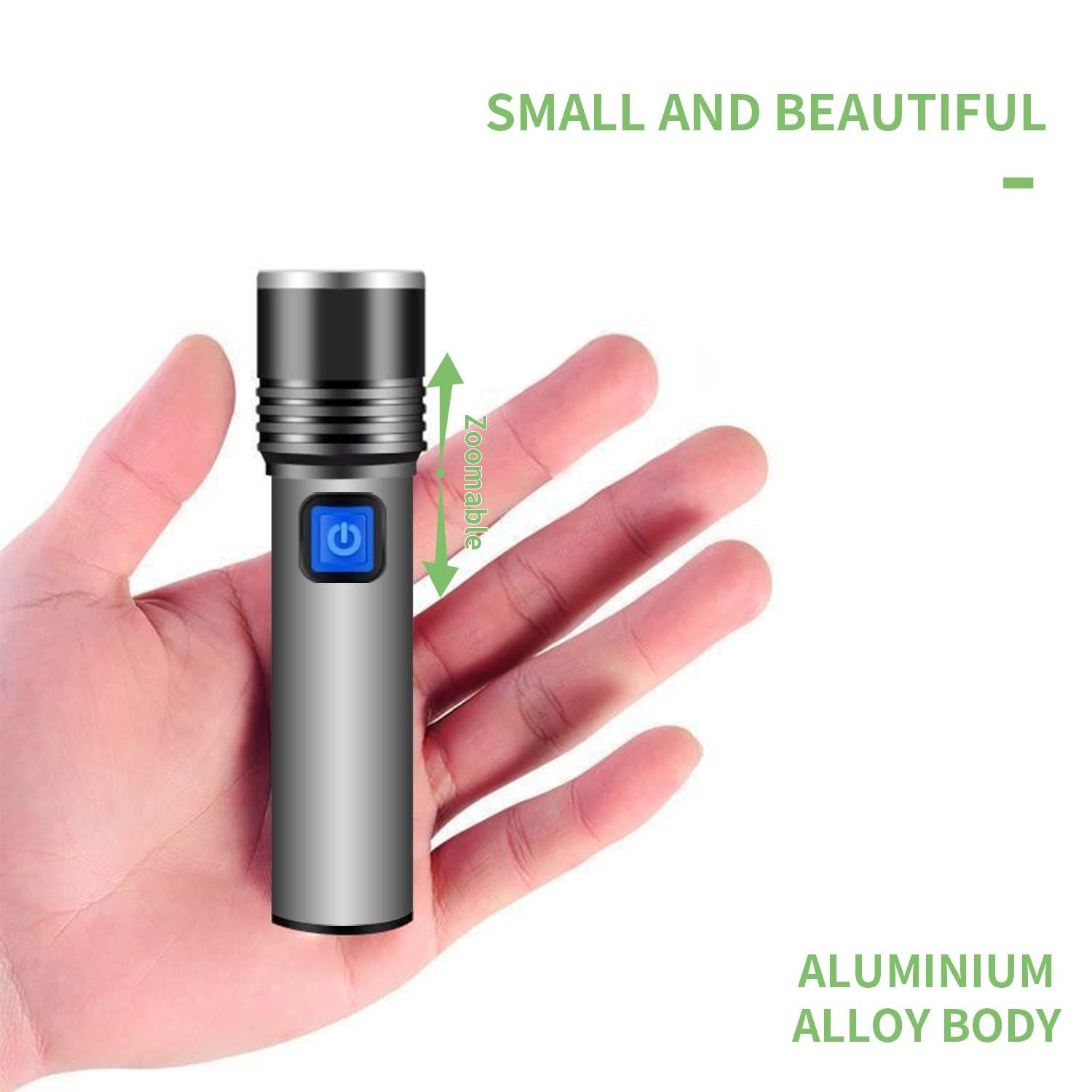 Rechargeable Blue Light Flashlight,3 Modes, Zoomable Small LED Tactical Flashlight Light Fishing Night Vision Flashlight โ image 3
