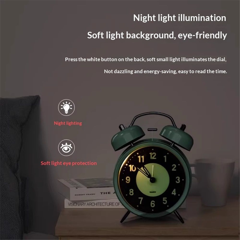 Alarm Clock | Modern take on Classic Bell Clock | Easy to Read Numbers | Ideal for Bedside, Desk or Shelf | Modern Retro Bedroom & Office Accessory — image 3