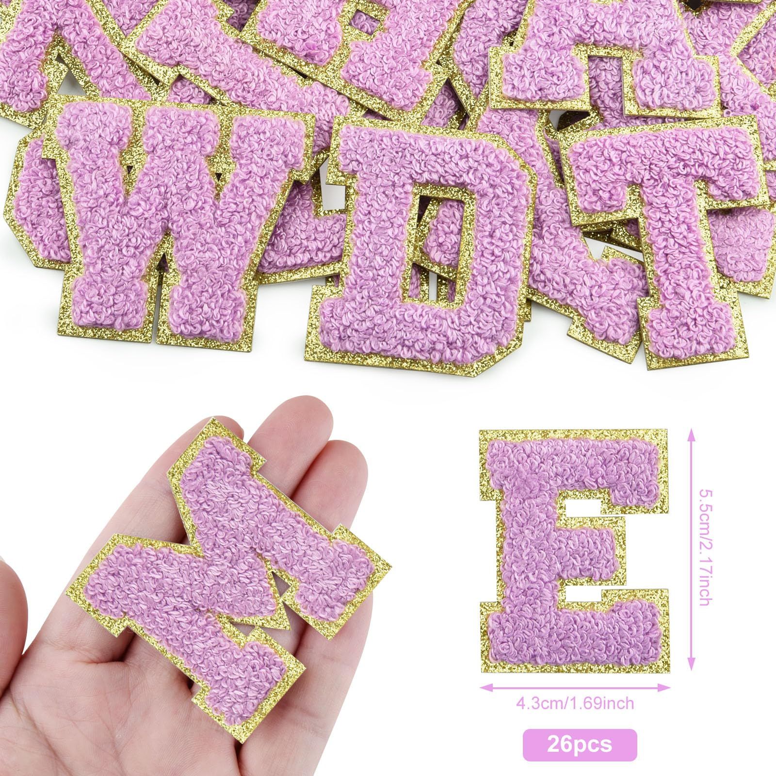 26Pcs Self Adhesive Chenille Letter Patches A-Z, Chenille Letters for Clothing, Fabric, Shoes, Bags (Purple) — image 2
