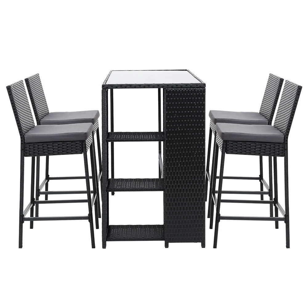 Gardeon 5-Piece Outdoor Bar Set Patio Dining Chairs Wicker Table Stools โ image 3