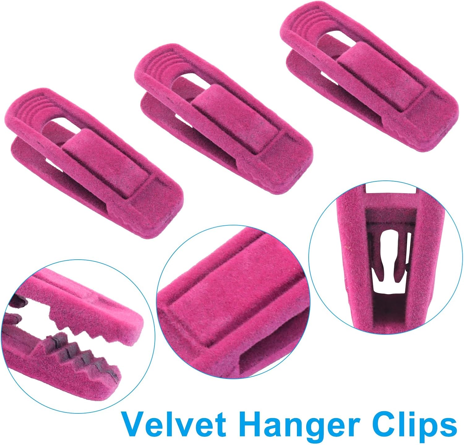 30 Pack Hot Pink Velvet Hanger Clips, Strong Hanger Clips Perfect for Organizing Skirts/Pants/Thin Felt Hangers โ image 5