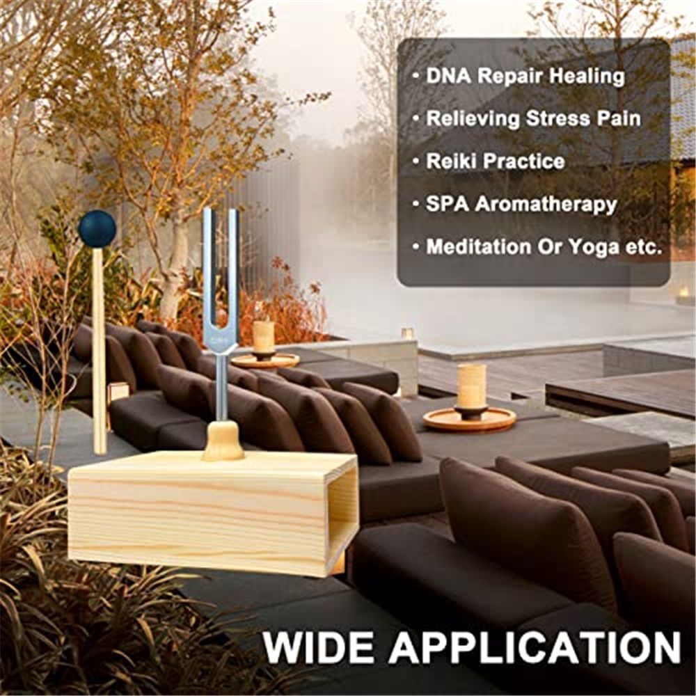 512 Hz Tuning Fork with Resonance Box, Aluminum Alloy, Wooden Speaker, Ideal for Sound Healing, SPA Aromatherapy, Tuning Fork Resonance Teaching, Hearing — image 3