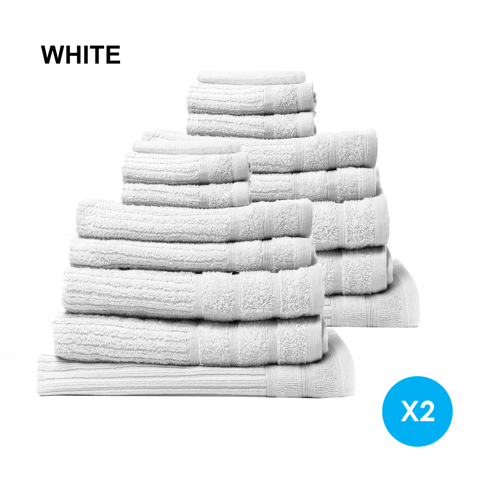 Royal Comfort 16 Piece Egyptian Cotton Eden Towel Set 600GSM Luxurious Absorbent - White โ image 2