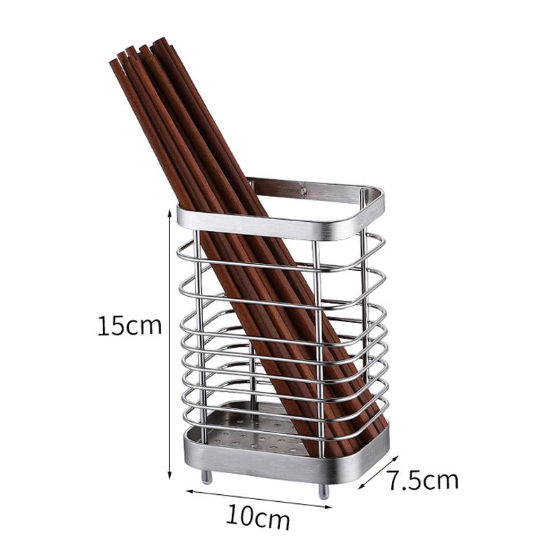 Utensil Holder Drying Rack Stainless Steel Draining Basket Wall Mount No Drilling for Kitchen Chopsticks Large Original Color โ image 2
