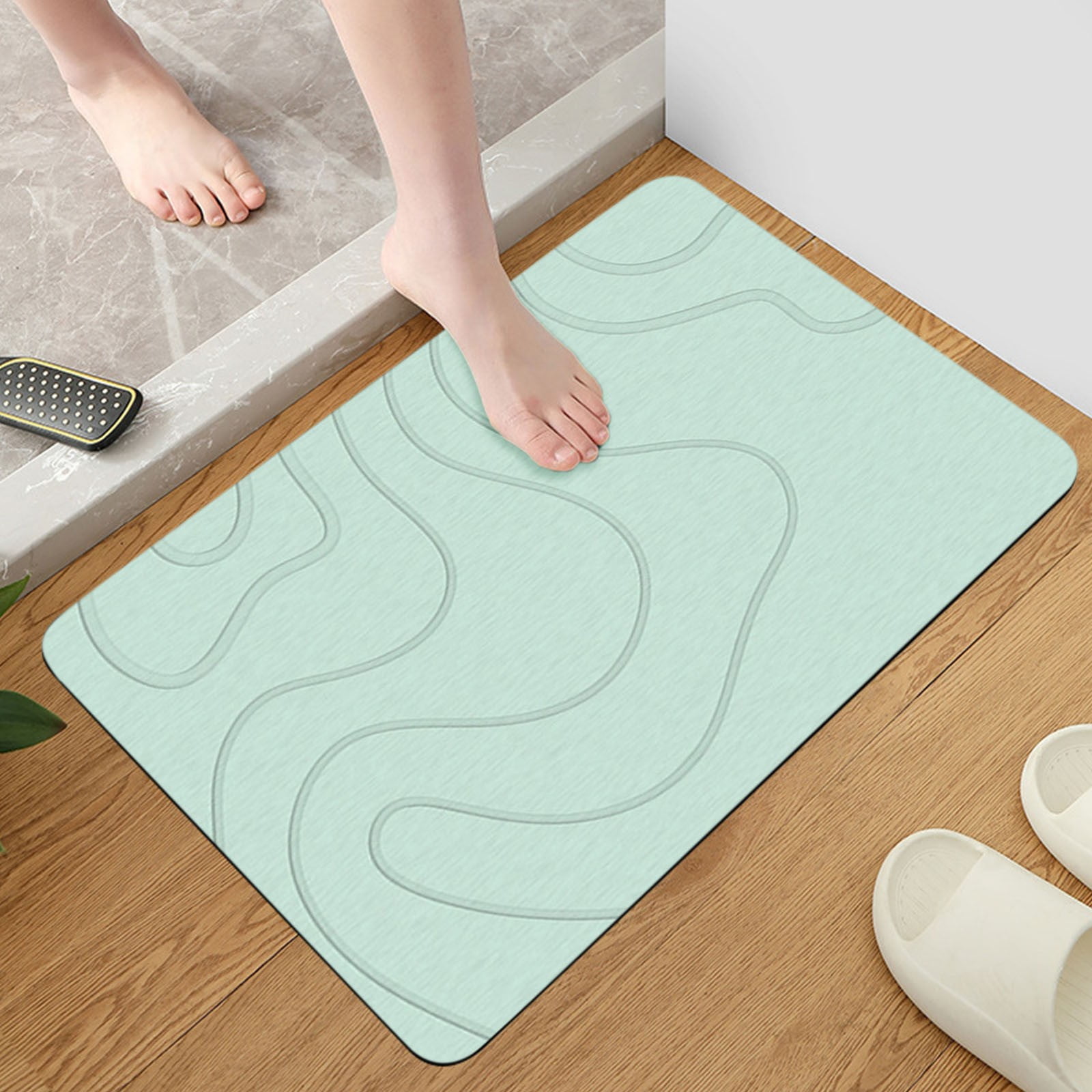 Stone Bath Mat, 16 × 24" Quick Drying Diatomaceous Earth Bath Mat Super Absorbent Non Slip Stone Bath Mats Washable Rug for Bathroom Floor Kitchen Shower, Dark — image 6