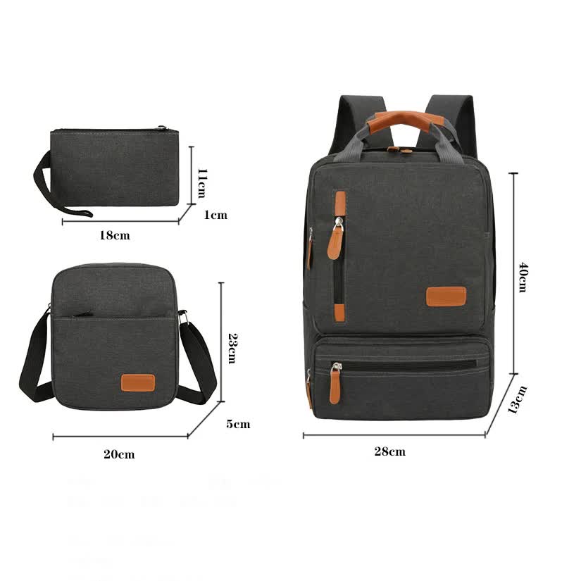 3-Piece Red Travel Backpack Set - Stylish Multi-Functional Backpack, Shoulder Bag & Pouch for Men & Women โ image 4