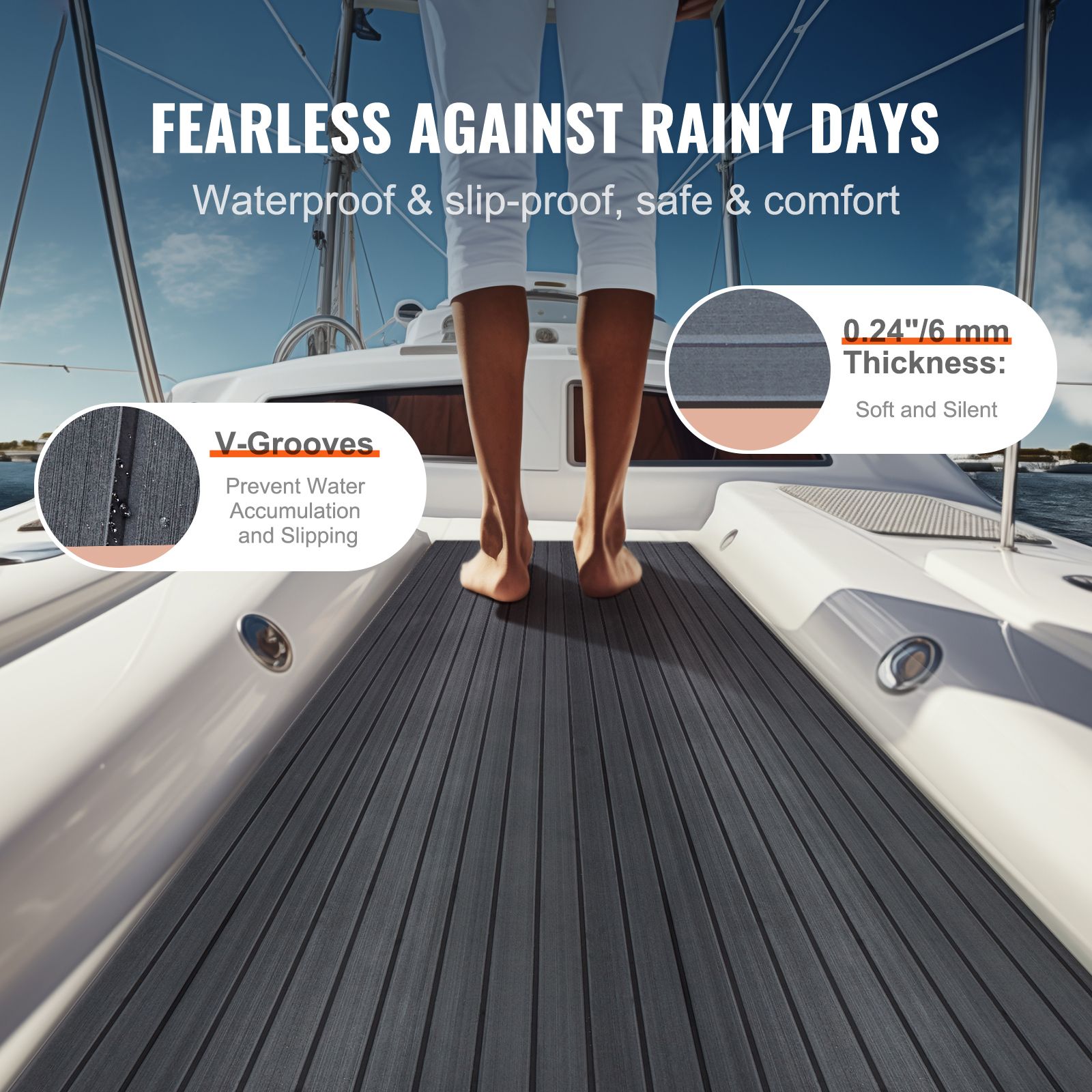 Boat Flooring, EVA Foam Boat Decking 94.5" x 23.6", Non-Slip Self-Adhesive Flooring, 15.5 sq.ft Marine Carpet for Boats, Yacht, Pontoon, Kayak Decking — image 2