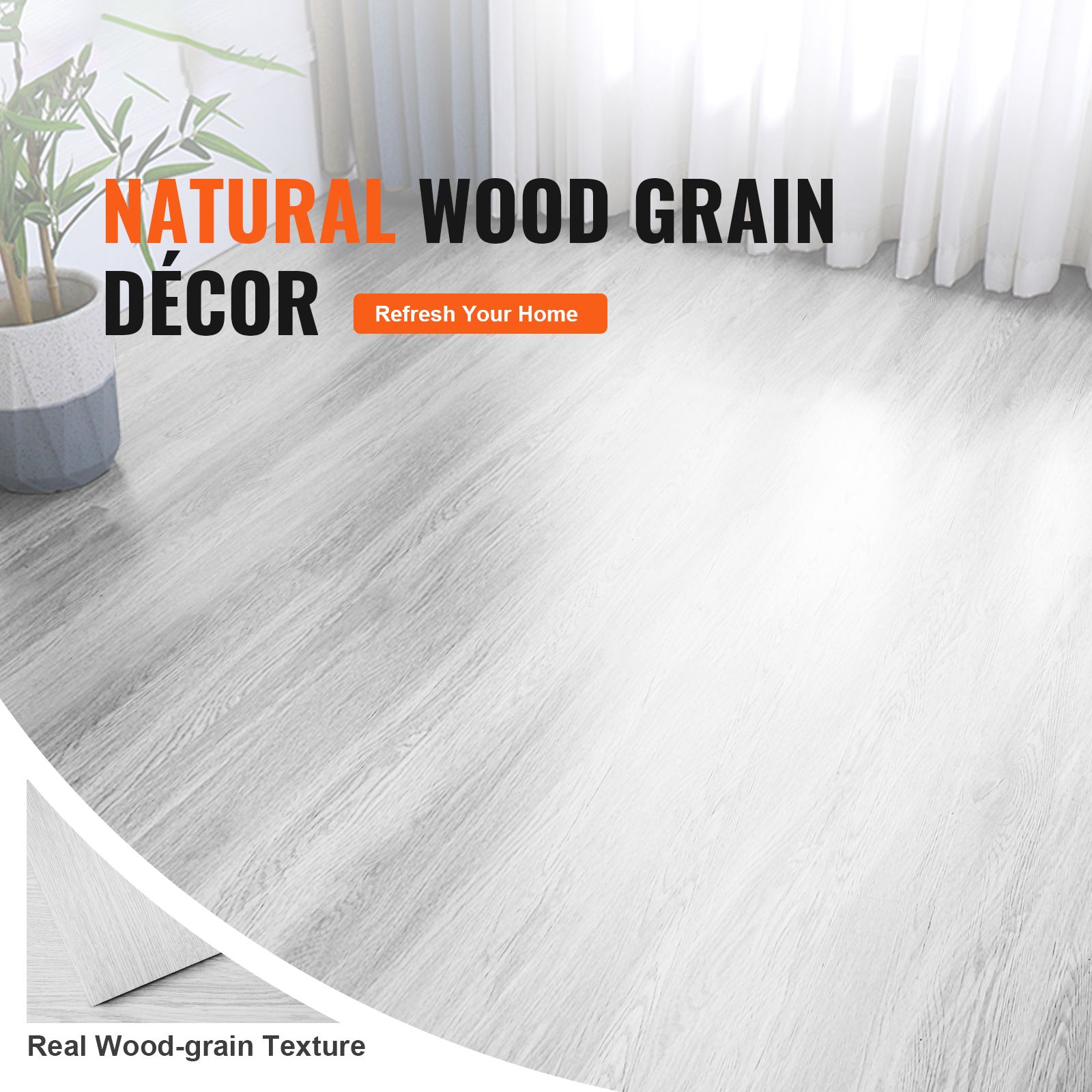 Self Adhesive Vinyl Floor Tiles 36 x 6 inch, 36 Tiles 2.5mm Thick Peel & Stick, Light Gray Wood Grain DIY Flooring for Kitchen, Dining Room, Bedrooms & โ image 2