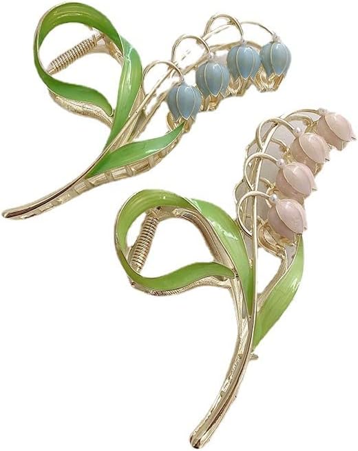Pink Lily of the Valley Flower Hair Clips, Large Metal Clip, Orchid Clips, Lily of the Valley Jaw Clip Styling Accessories for T โ image 4