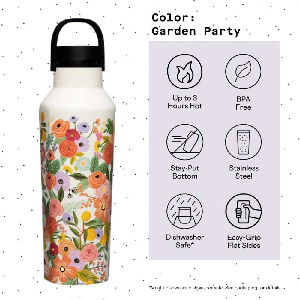 Corkcicle Sport Canteen - 600ml Rifle Paper - Garden Party Cream β image 2