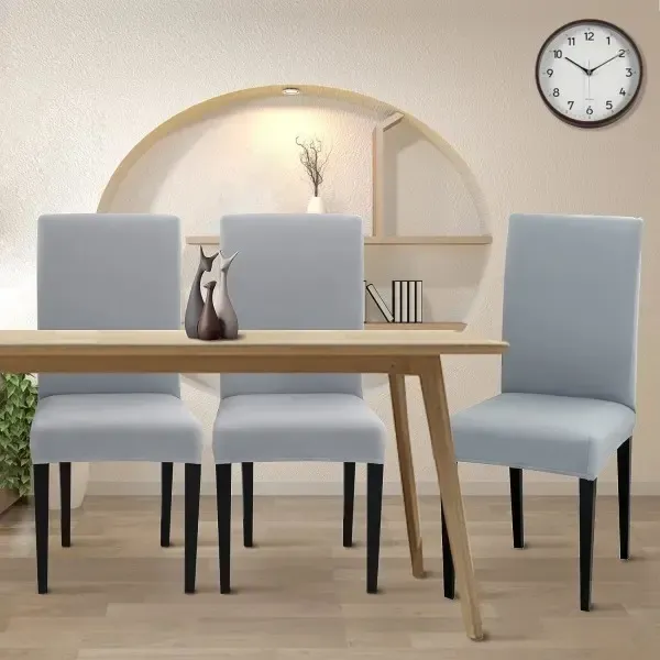 6 Pack Washable High Back Dining Chair Covers, Stretch Slipcovers for Kitchen and Dining Room Chairs, Light Grey, for Everyday Home Use โ image 3