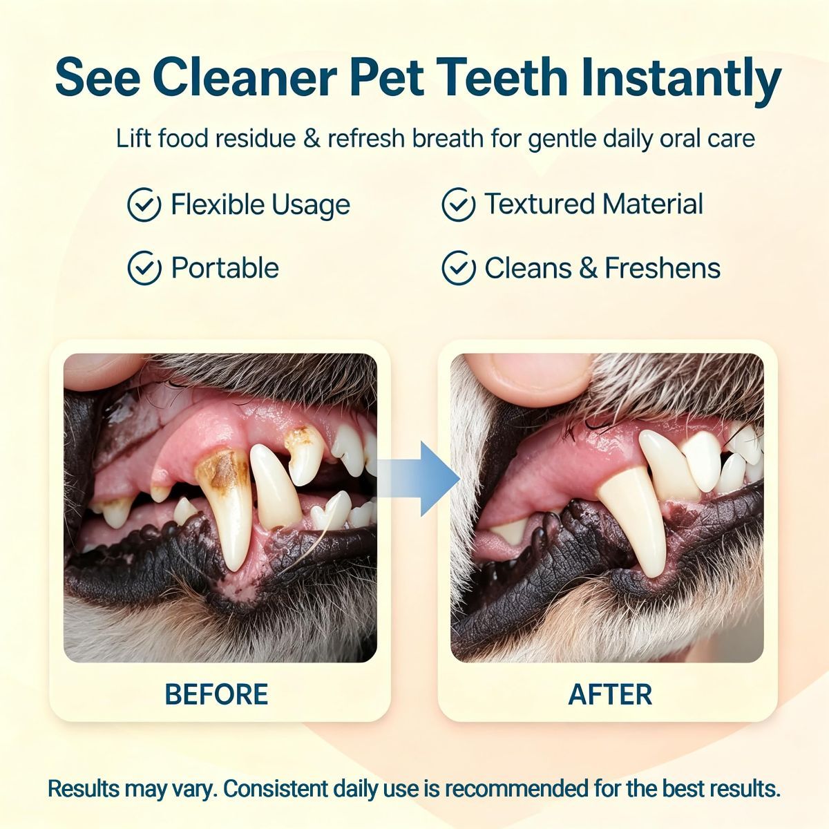 Pet Teeth Cleaning Finger Wipes for Dogs & Cats, Gentle Daily Oral Care Dental Wipes Helps Reduce Plaque Tartar & Freshens Breath, Dog Toothbrush Alternative — image 3