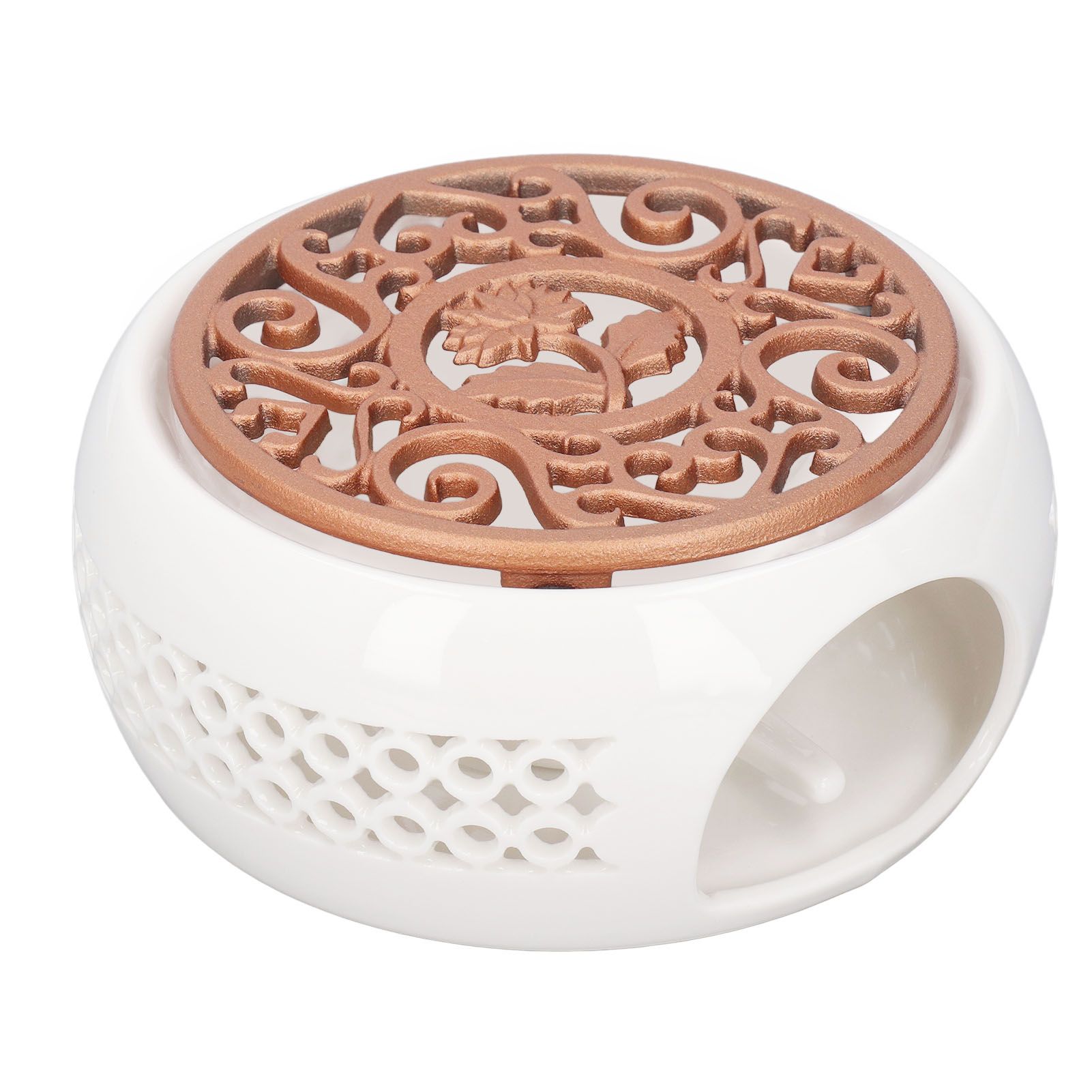 Ceramic Teapot Warmer Hollowed Pad Concave Bottom Practical Multifunction Teapot Heater for Family Office Cafe โ image 3