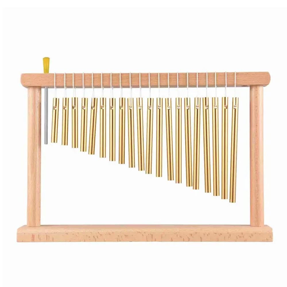 20 Note Chime Wind Chime 20 Bars Instrument Percussion with Mallet (Gold) Chime Table Wind Chime Bar Percussion Instrument Single Row Chime Hand Chimes