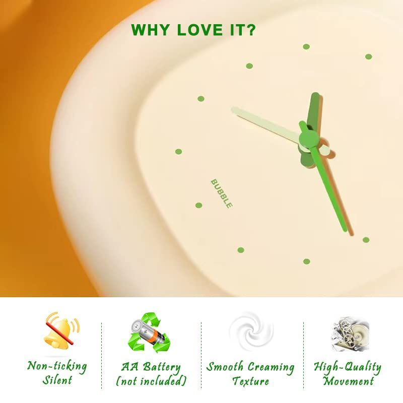 7”Cute Silent No-Ticking Desk Wall Clock, Small Bubble Minimalist Modern Table Analog Clock, for Bedside/Bedroom/Kitchen/ (Green) — image 2