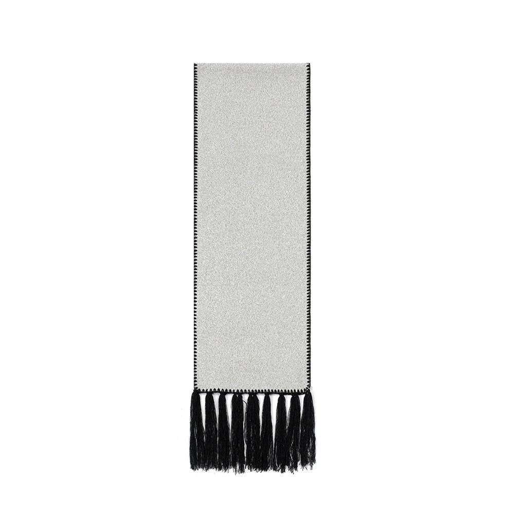 Beige Contrast Edge & Tassel Scarf - Chic Autumn/Winter Neckwear (190x30cm) — image 2