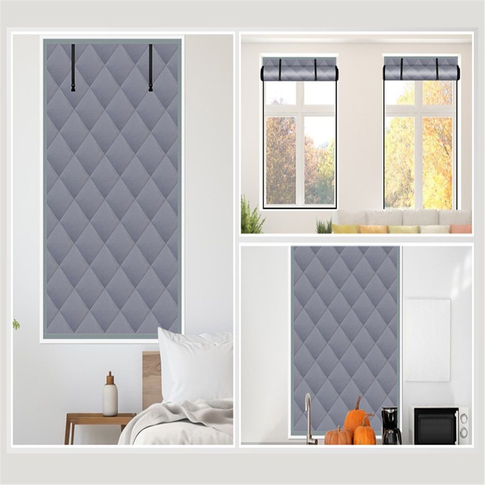 26*38in Winter Insulated Window Curtain-Oxford Thermal Insulated Window Blanket with Fastener-Gray Window Insulation Kit for Winter Keeping Warm โ image 2