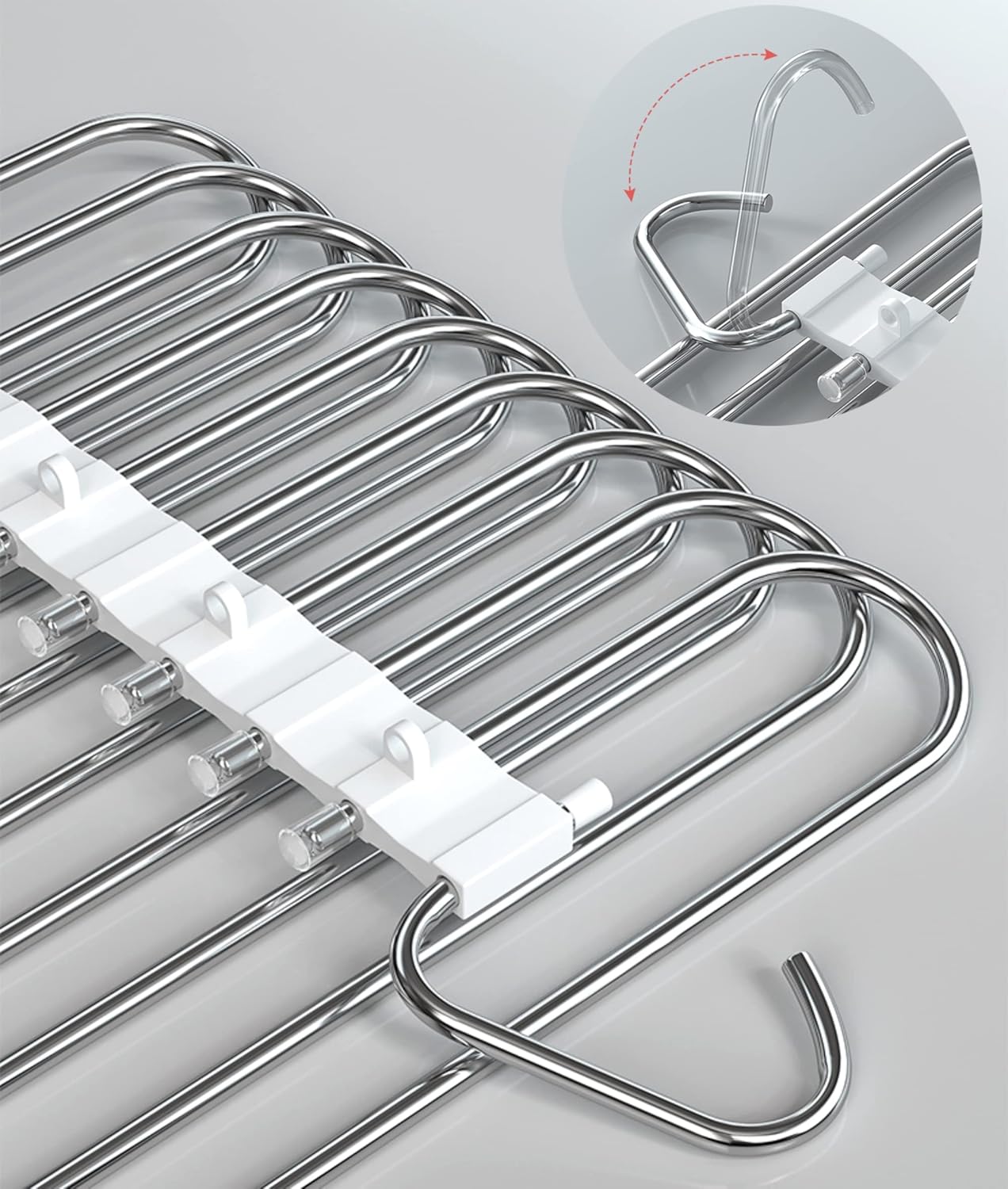 9 Layers Pants Hangers Space Saving, 2 Pack Multifunctional Pant Rack Stainless Steel Closet Organizer for Pants Jeans Leggings Troers, Antiquewhite — image 5