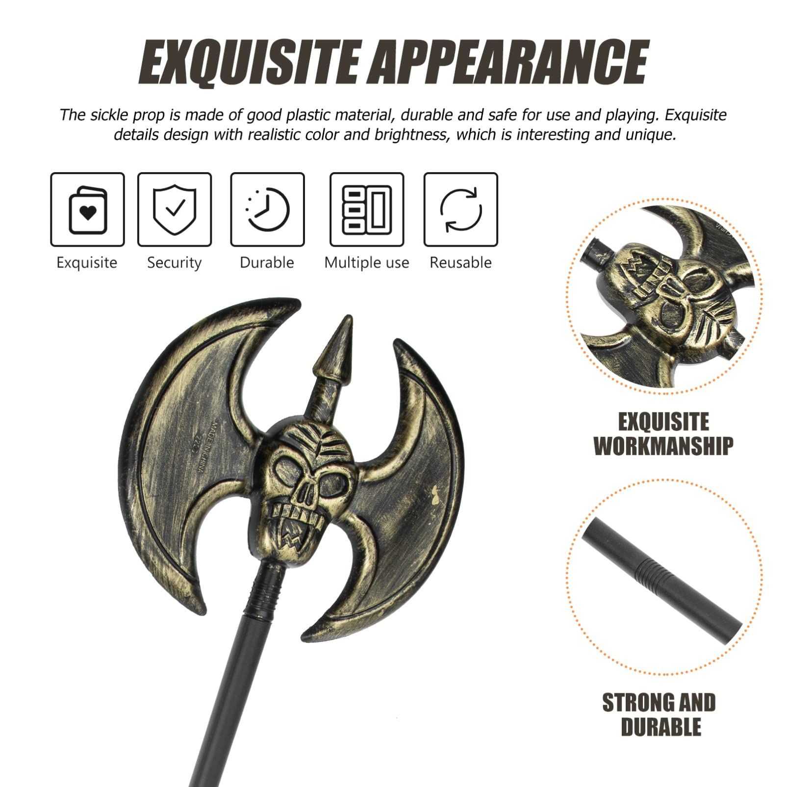 Halloween Viking Medieval Costume AxeSkull Design Axe Simulated Axe Grim Reaper Executioner Fake Blade Costume Battle Axe — image 5