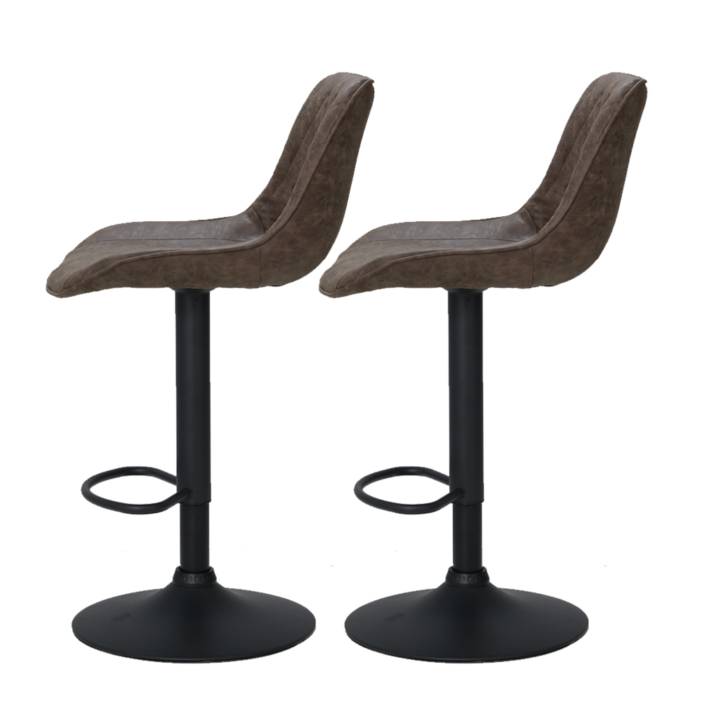 Artiss 2x Bar Stools Gas Lift Vintage Leather Brown — image 3