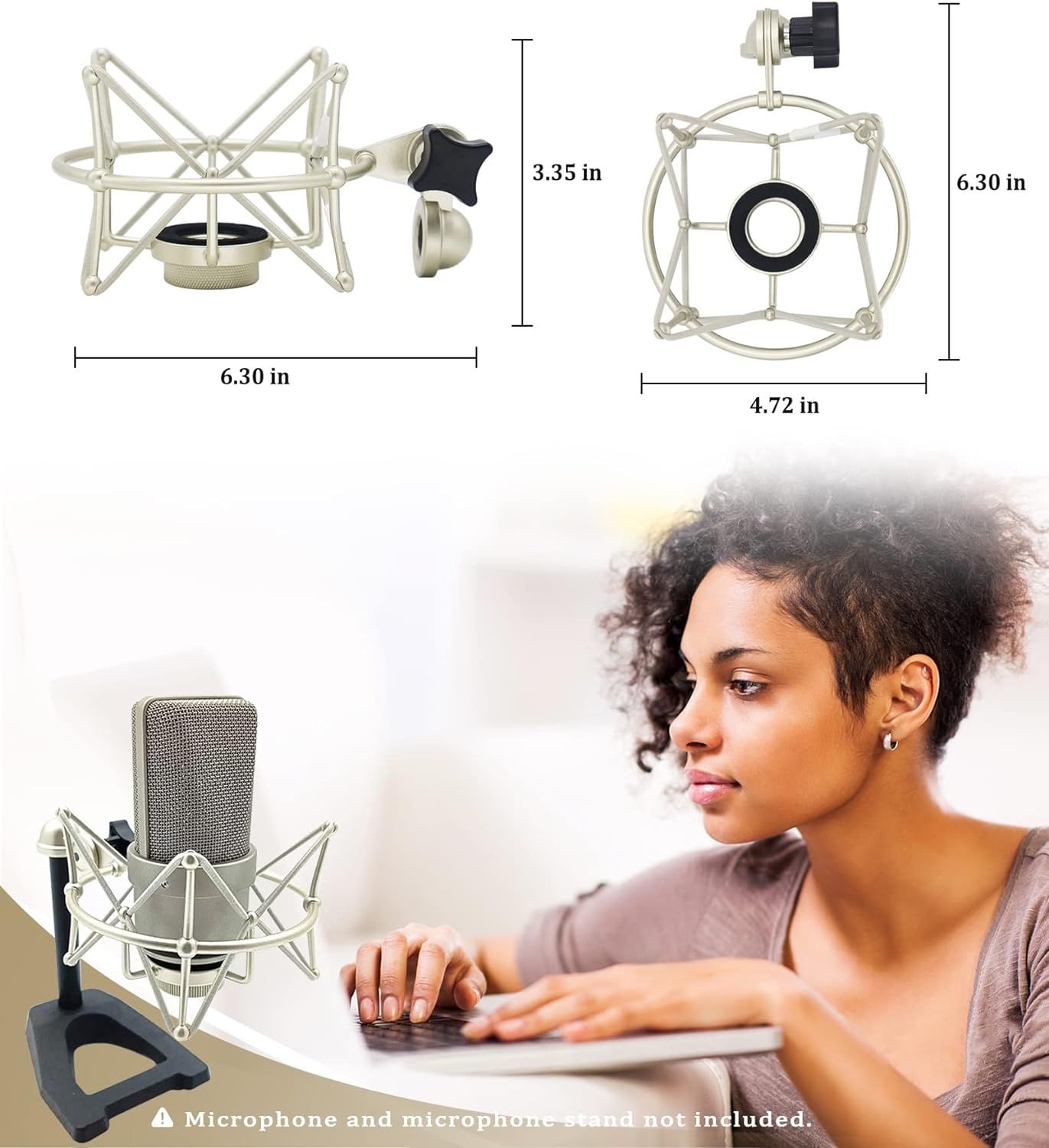 103 Shock Mount - Microphone Mount Compatible for 103 M147 Condenser Mic by,Silver suitable for daily singing, voice-over — image 4