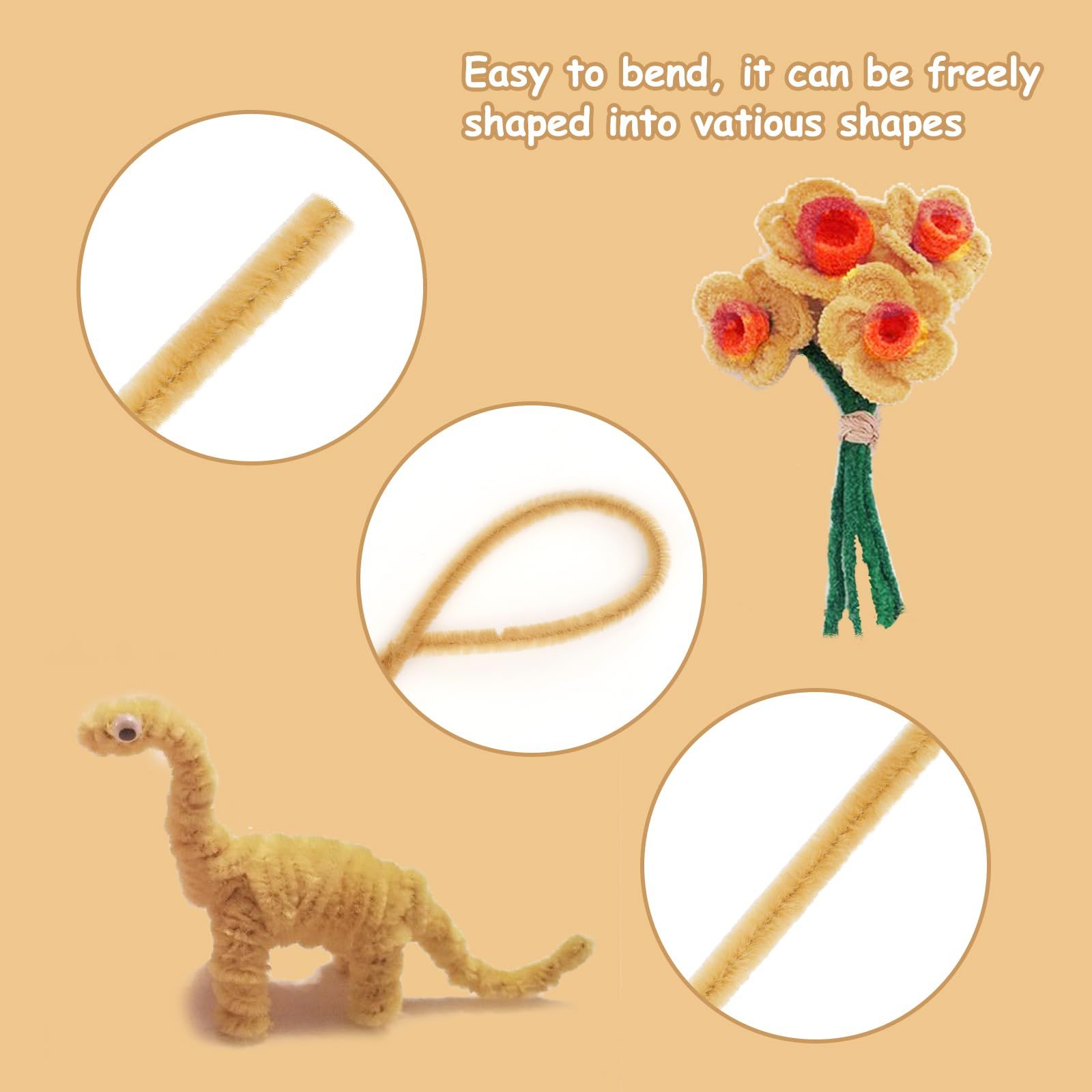 200pcs Pipe Cleaners Chenille Stems for Craft, Christmas Craft Supplies for DIY Art & Creative Crafts Decorations(Apricot) — image 5