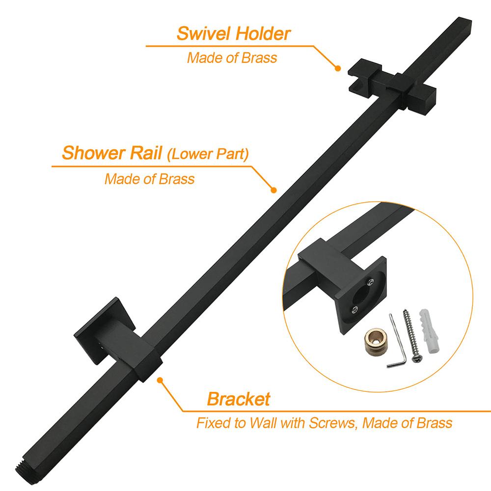 WELS Matt Black 8" Rainfall Shower Head 3 Modes Handheld Wall Rail Arm 2in1 Mixer Set — image 5