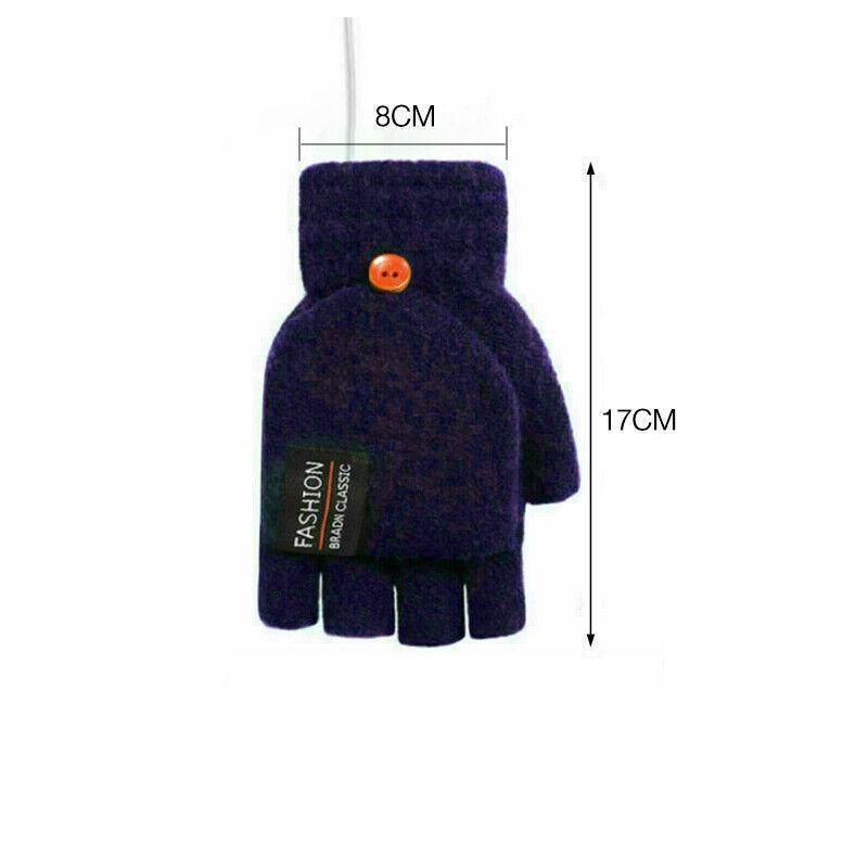 USB Heated Half Finger Gloves Winter Warm Knitted Gloves for Typing and Office Use - Grey β image 4