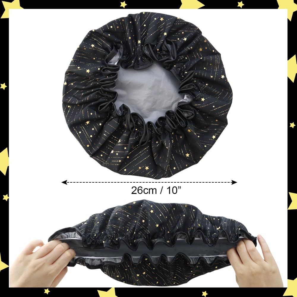 4 Pieces Shower Caps for Women, Double layer shower cap, Elastic Reusable Bathing Hair Cap Environmental Protection Hair Bath Caps — image 4