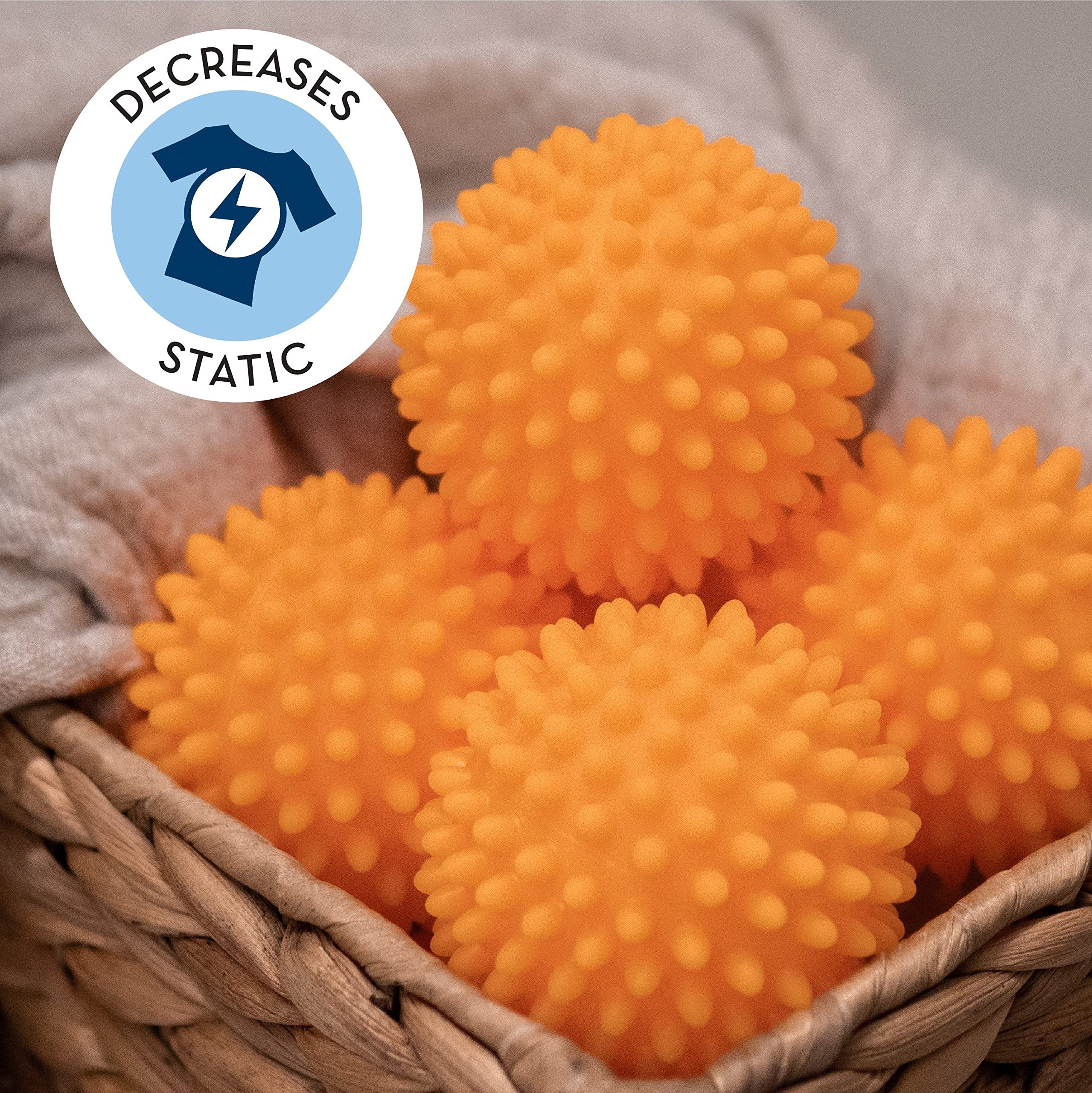 Reusable Dryer Balls, Fabric Softener for Laundry, Orange, 2.5 in, 6 Pack helping to dry more evenly — image 4