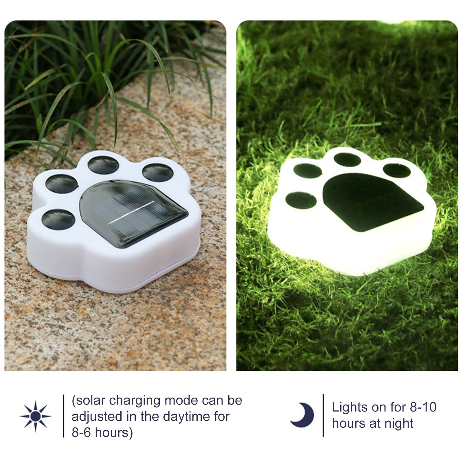 4pcs Solar powered paw print outdoor light, solar powered staircase landscape lighting, plastic solar powered floor light — image 2