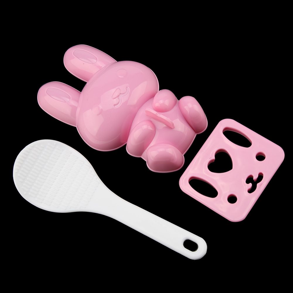 3pcs Food grade PP Cartoon Rabbit Model Sushi Rice Mold DIY Handicraft Onigiri Make Tool(Pink) โ image 4