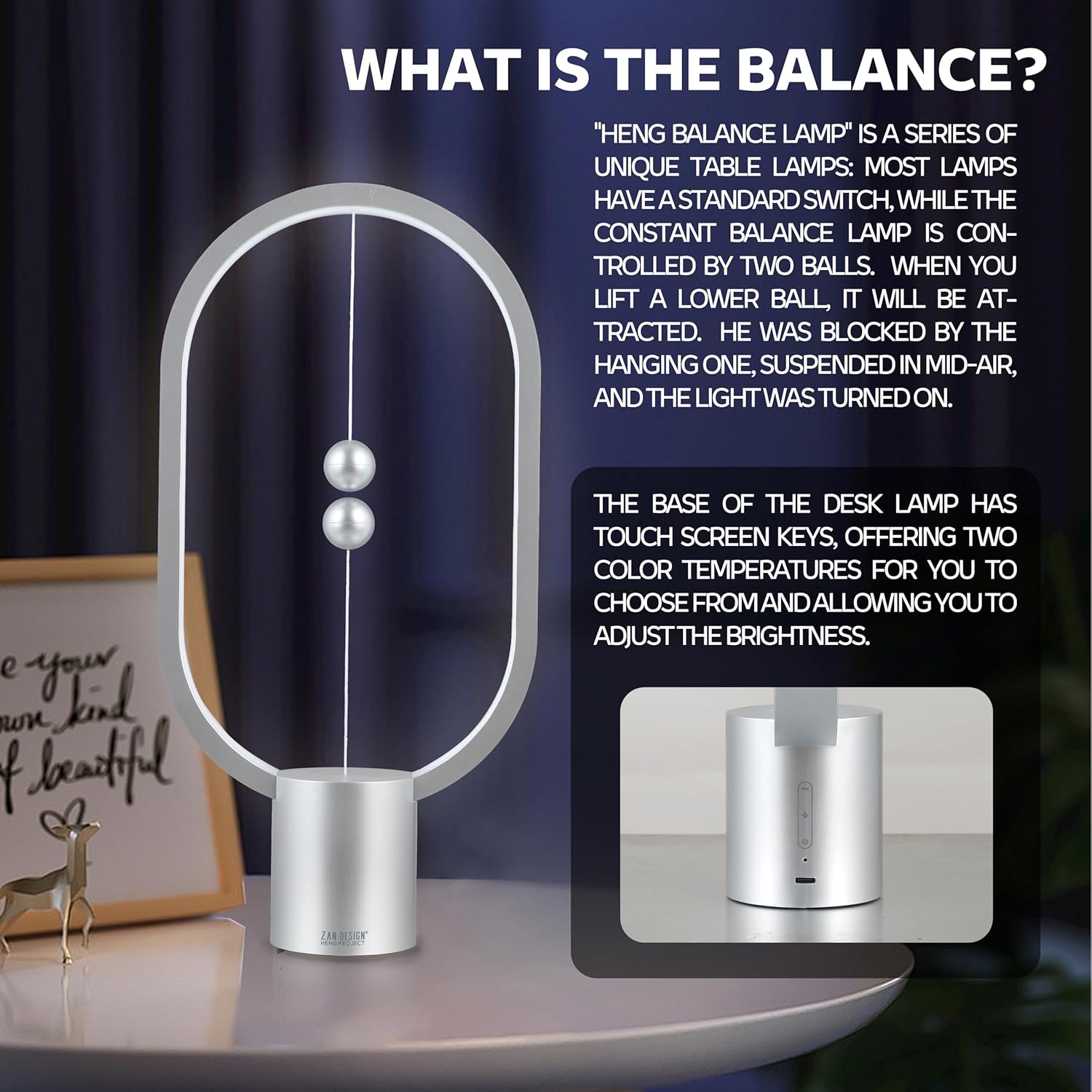 Silver Magnetic Balance LED Table Lamp: USB-Powered, Dimmable Eye-Care Light with Award-Winning Design for Australian Homes & Offices โ image 5