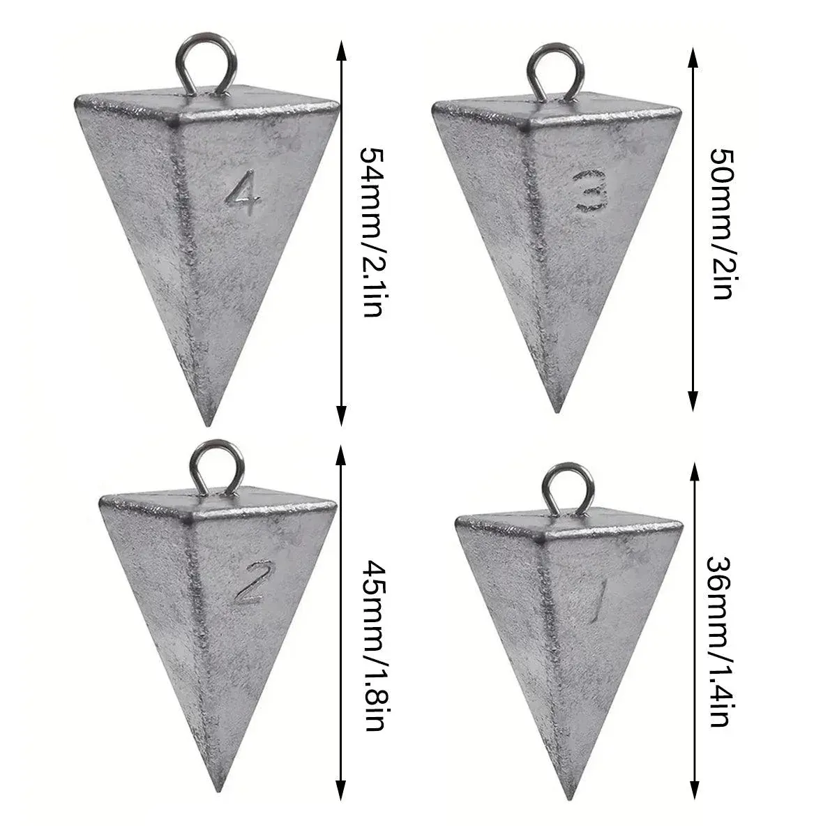 Four Sided Triangular Fishing Lead Sinker with Ring Conical Drop Weight Tackle - 3+4+5+6OZ — image 3