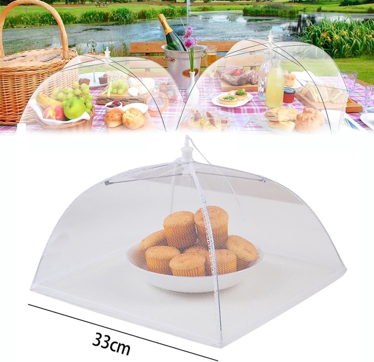 Fly Cover - 4 Pieces - Food Protection Covers - Fly Cover - Foldable - Pop-up Umbrella Net Tent - Cover - Mesh Material - Fly Protection - For Food, Fruit — image 6
