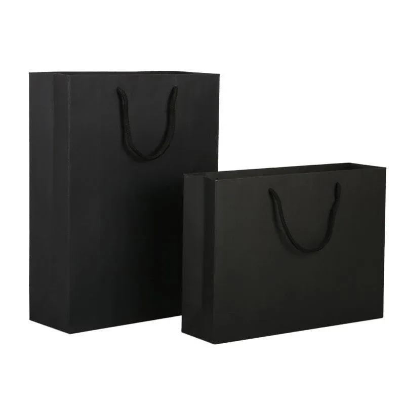 150Pcs Bulk Black Paper Bags Gift Shopping Carry Craft Bag With Cutton Handles - 17*24*10cm — image 4