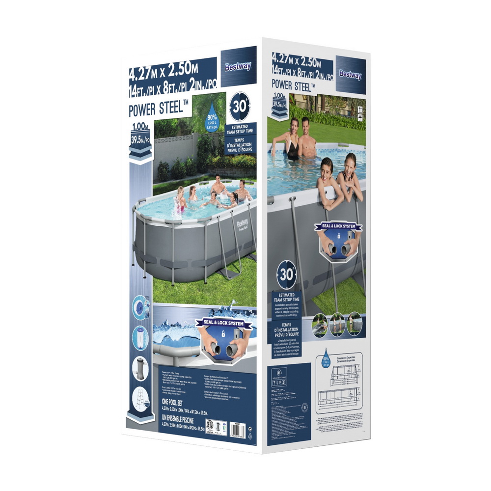 Bestway Swimming Pool 427x250x100cm Steel Frame Above Ground Pools Filter Pump Ladder 7250L — image 3