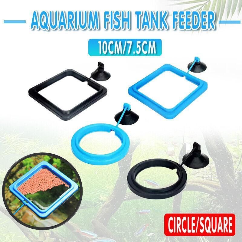 Fish Feeding Ring Aquarium Fish Tank Feeder Floating Fish Food Feeder Fish Food Black - Black Circle โ image 2