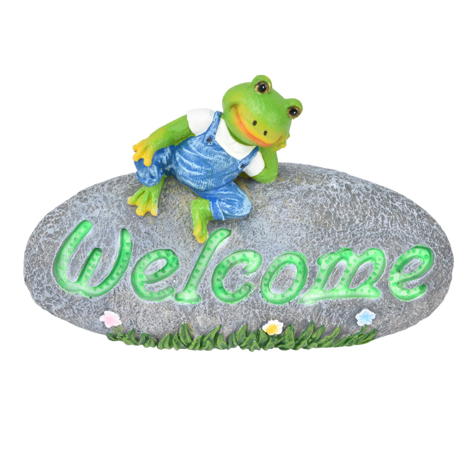 Welcome Frog Statue Luminous Garden Decor Resin Craftwork Patio Yard Lawn Animal Ornament for Indoor Outdoor — image 3