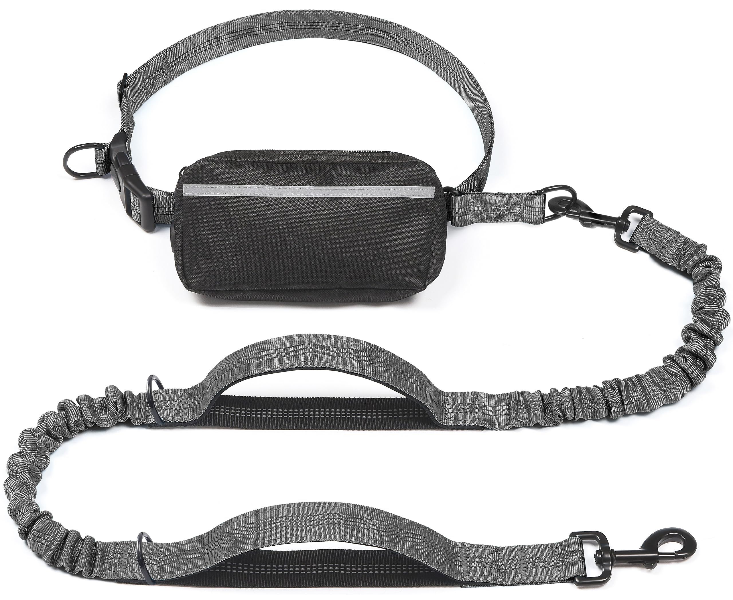 Hands-Free Dog Leash Set with Waist Belt and Storage Pouch, Shock-Absorbing Bungee Leash for Jogging, Walking, and Outdoor Adventures, Reflective Safety Design — image 3