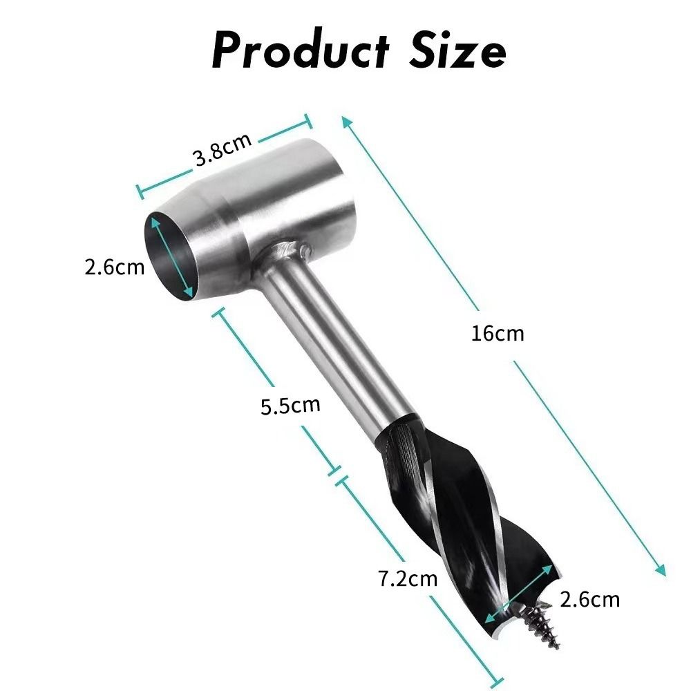 Gear for Survival Settlers Hand Auger Wrench with Wood Drill Peg and Manual Hole Maker Multitool with leather Case Camping brown — image 2