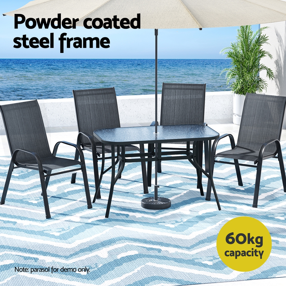 Gardeon 5PC Outdoor Dining Set Table and Chairs Patio Furniture Bistro Set Garden Black — image 4