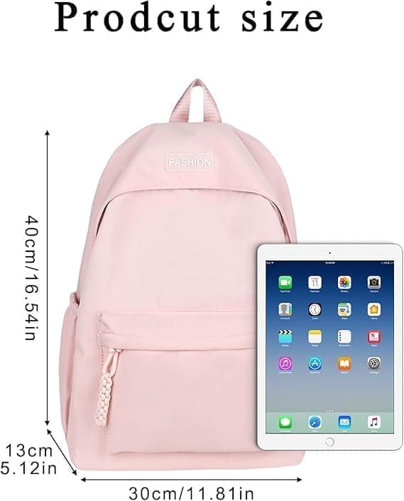 Waterproof School Backpack for Travel, Unisex Student Bag, Pink — image 2