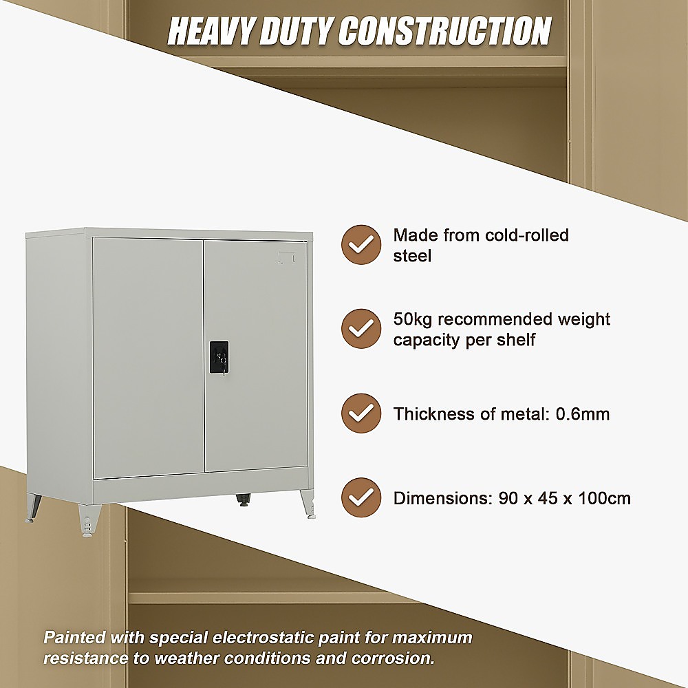 Two-Door Metal Short Cabinet Shelf Storage for Home Office Gym โ image 5