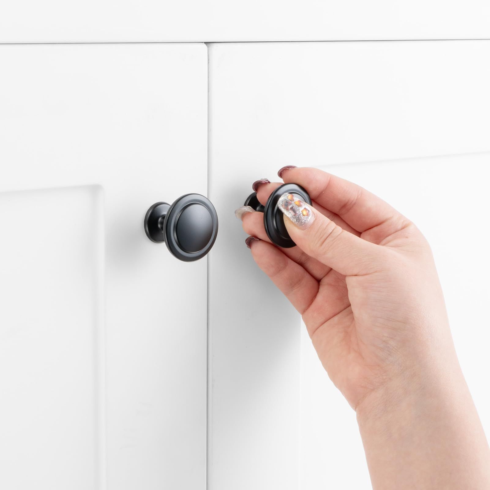 Brushed wardrobe door handle simple and versatile circular small handle stainless steel single hole metal mushroom head handle — image 2