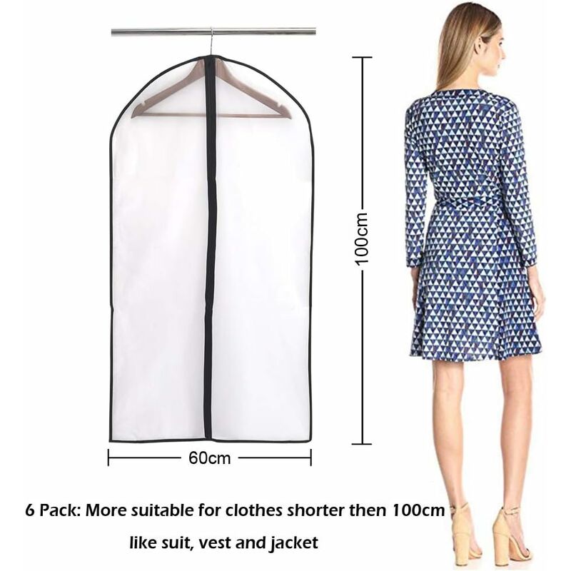 Garment Covers, Dustproof Waterproof Mite Moisture Proof, Semi Transparent Zip Protective Covers For Shirt Suits/Coats — image 3