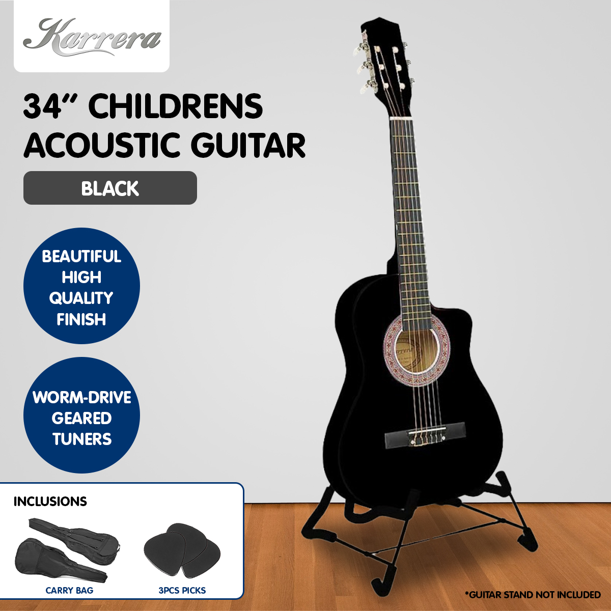 Karrera Childrens Acoustic Guitar Kids - Black — image 6