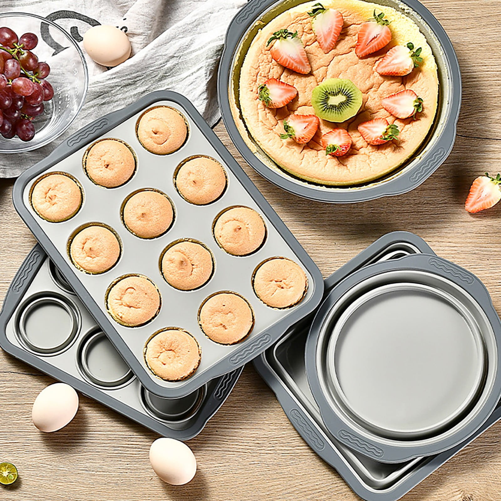 Brownie Pan with Dividers, 1 Set 12 Cavity All Edges Square Cupcake Brownie Pans Mini Cake Non Stick Baking Carbon Steel Bread Mold Small Edge 3 × 4 Individual — image 4